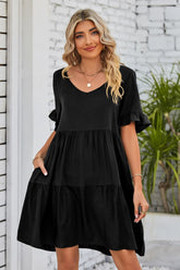 Robe à volants et col en V